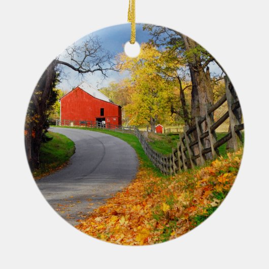 Scheune im Fall Keramik Ornament (Hinten)