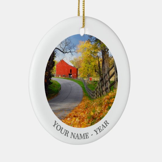 Scheune im Fall Keramik Ornament (Rechts)