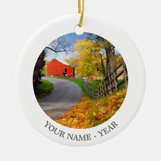 Scheune im Fall Keramik Ornament (Vorne)