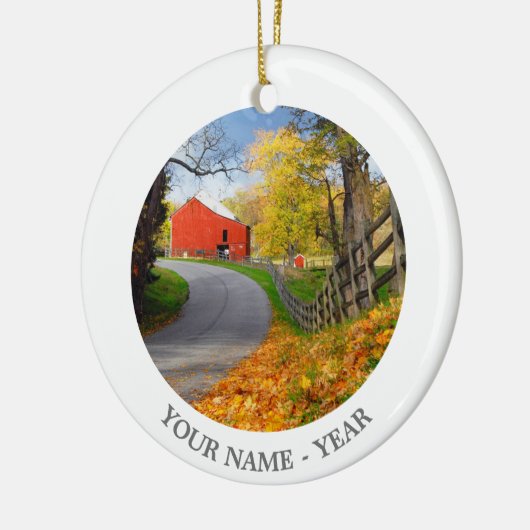 Scheune im Fall Keramik Ornament (Links)