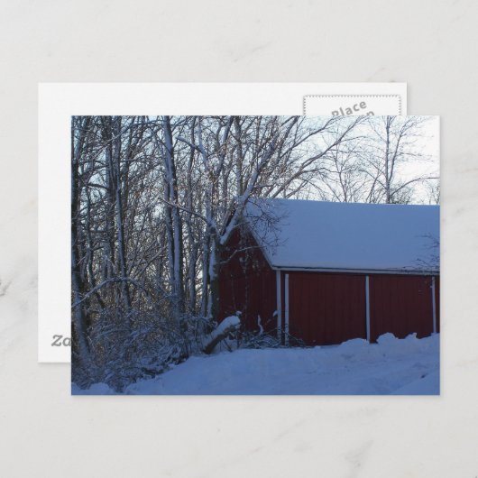 Scheune im Winter Postkarte (Vorne/Hinten)