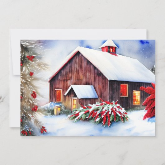 Scheune und Schnee Budget Weihnachten (Vorderseite)