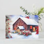 Scheune und Schnee Budget Weihnachten (Stehend Vorderseite)