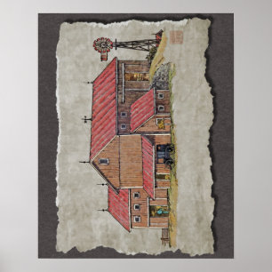 Scheunen-Buggy u. Windmühle Poster