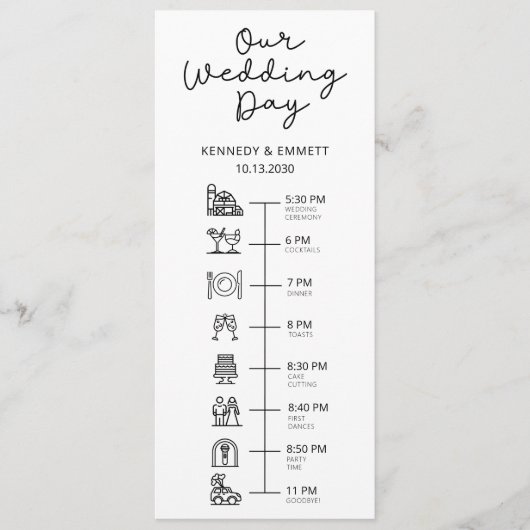 Scheunen-Hochzeitstags-Zeitplan Flat Programm (Vorderseite)