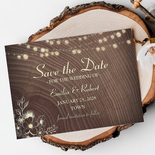 Scheunen-Holz-Rustikale Hochzeit Save The Date
