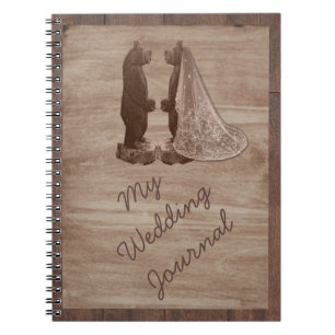 Scheunen-Holz trägt Land-Hochzeits-Zeitschrift Notizblock