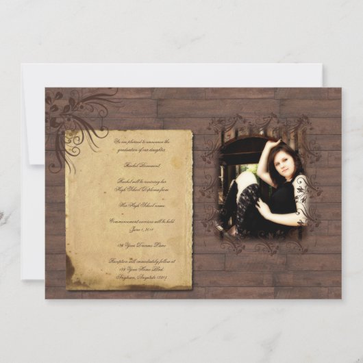 Scheunen-hölzerne Schönheits-Abschluss-Mitteilung Einladung (Vorderseite)