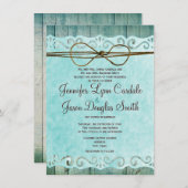 Scheunen-hölzerne Vintage aquamarine Einladung (Vorne/Hinten)