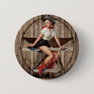 Scheunen-hölzernes Texas-Stern-Westernland Cowgir Button