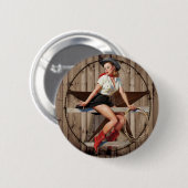 Scheunen-hölzernes Texas-Stern-Westernland Cowgirl Button (Vorne & Hinten)