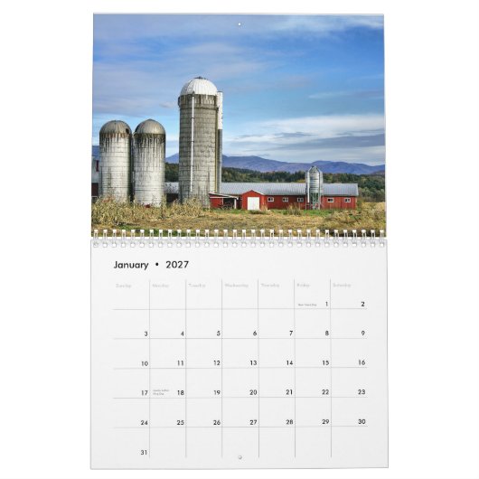 Scheunen in Vermont Kalender (Jan 2027)