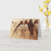 Scheunen-Schwalben, der Vatertag Karte (Gelbe Blume)