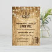 Scheunen-Verkaufseinladung mit Leuchter und Fass Einladung (Stehend Vorderseite)