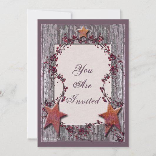 Scheunenbretter verrosteten Sterne Einladung (Vorderseite)