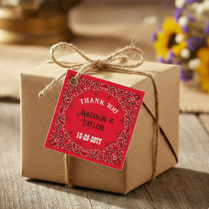 Scheunenhochzeit Dankeschön Rotes Bandana Geschenkanhänger