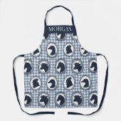 Scheunenhof-Landhausküche Gingham - Navy & Blau Schürze (Vorderseite)