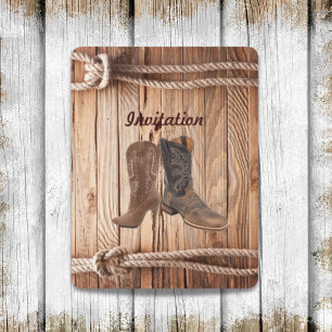 Scheunenholz-Cowboy-Stiefel Western-Country-Hochze Einladung