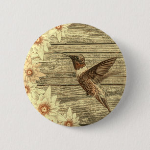 Scheunenholz weiße Daisy französisches Land Kolibr Button
