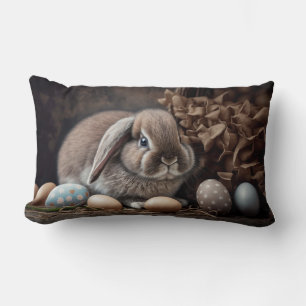 Scheunenvorhang-Hase-Osterhase-Kissen Lendenkissen