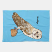 Scheuneule Vogel Cartoon-Illustration Geschirrtuch (Horizontal)