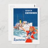 Scheveningen Netherlands Vintage Travel Poster Postkarte (Vorne/Hinten)