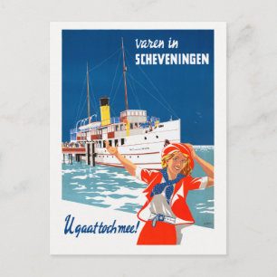 Scheveningen Netherlands Vintage Travel Poster Postkarte