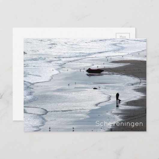 Scheveningen Strand: Meer kommt bei Dämmerung ans  Postkarte (Vorne/Hinten)
