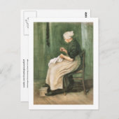 Scheveningen Woman Sewing, Van Gogh Fine Art Postkarte (Vorne/Hinten)