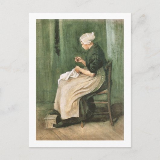 Scheveningen Woman Sewing, Van Gogh Fine Art Postkarte (Vorderseite)