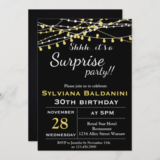 SCHH... EIN ÜBERRASCHENDES PARTY!................. EINLADUNG (Vorne/Hinten)