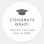Schic Grad Cap Glückwunschs Grad Abschluss Aufkleb Runder Aufkleber (Vorderseite)