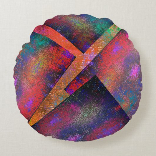 Schicht unregelmäßig arrangierter rustikaler Bilde Rundes Kissen (Vorderseite)