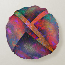 Schicht unregelmäßig arrangierter rustikaler Bilde Rundes Kissen