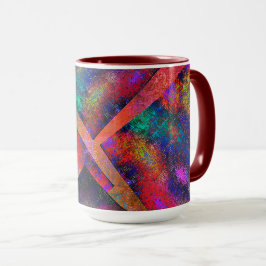 Schicht unregelmäßig arrangierter rustikaler Bilde Tasse