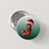 Schichtige Pastell-Goldbesatz-Buchstabe J Button (Vorne & Hinten)