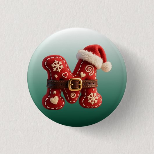 Schichtige Pastell-Goldbesatz-Buchstabe M Button (Vorderseite)
