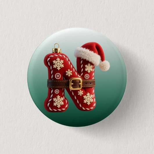 Schichtige Pastell-Goldbesatz-Buchstabe N Button (Vorderseite)