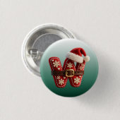 Schichtige Pastell-Goldbesatz-Buchstabe W Button (Vorne & Hinten)