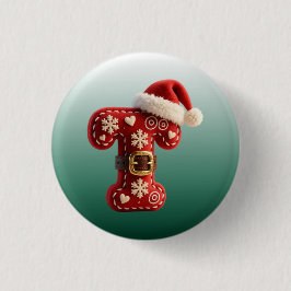 Schichtige Pastell-Goldrand-Buchstabe T Button