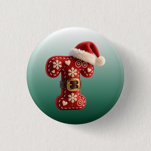 Schichtige Pastell-Goldrand-Buchstabe T Button (Vorderseite)