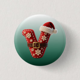 Schichtige Pastell-Goldrand-Buchstabe V Button