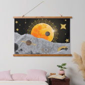 Schichtte Collage Ästhetik mit Himmelsmotiven, Wandteppich Mit Holzrahmen (Schlafzimmer)