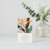 Schick Boho Farbige Paradiesvogel Gemalt Blumen Visitenkarte (Stehend Vorderseite)