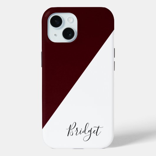 schick bordeauxrot & weiß geometrisch modern Case-Mate iPhone hülle (Rückseite)