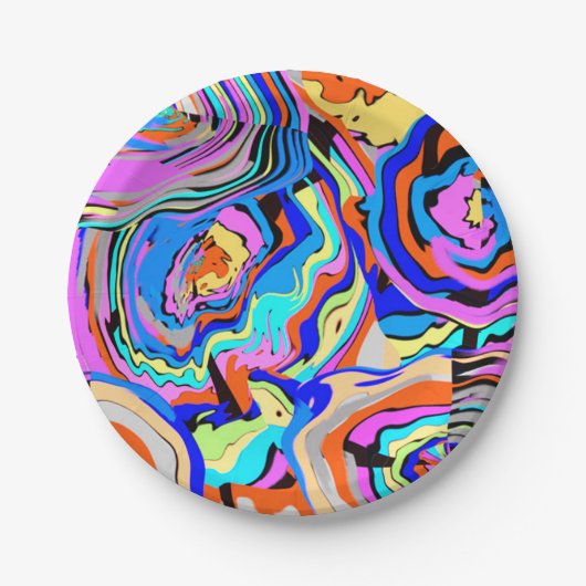 Schick-buntes modernes Kunstdesign Cool Pappteller (Vorderseite)
