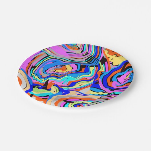 Schick-buntes modernes Kunstdesign Cool Pappteller (Schrägansicht)