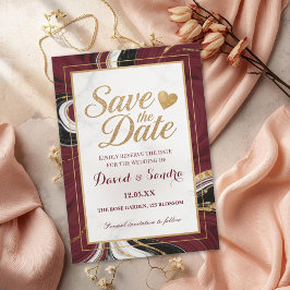 Schick Burgund Gold Achat Marmor Moderne Hochzeit Save The Date