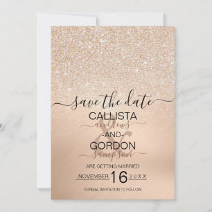 Schick Champagner Gold Glitter Metallisch Hochzeit Save The Date