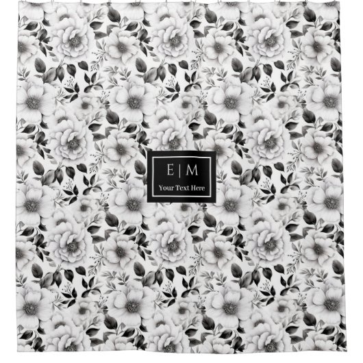 Schick-Duschvorhang in Schwarz-Weiß Duschvorhang (Vorderseite)